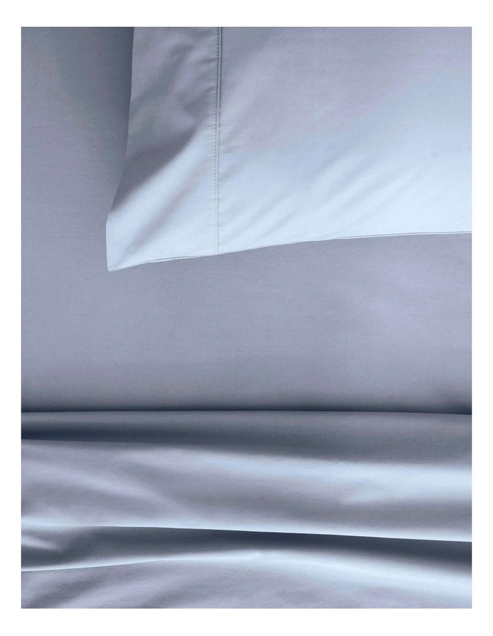 Organic Cotton Percale 300TC Fitted Sheet In Soft Blue 2 Organic Cotton Percale 300TC Fitted Sheet In Soft Blue - Image 2