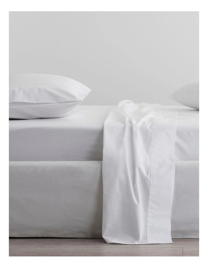 Organic Cotton Percale 300TC Sheet Set In Snow 1 Organic Cotton Percale 300TC Sheet Set In Snow