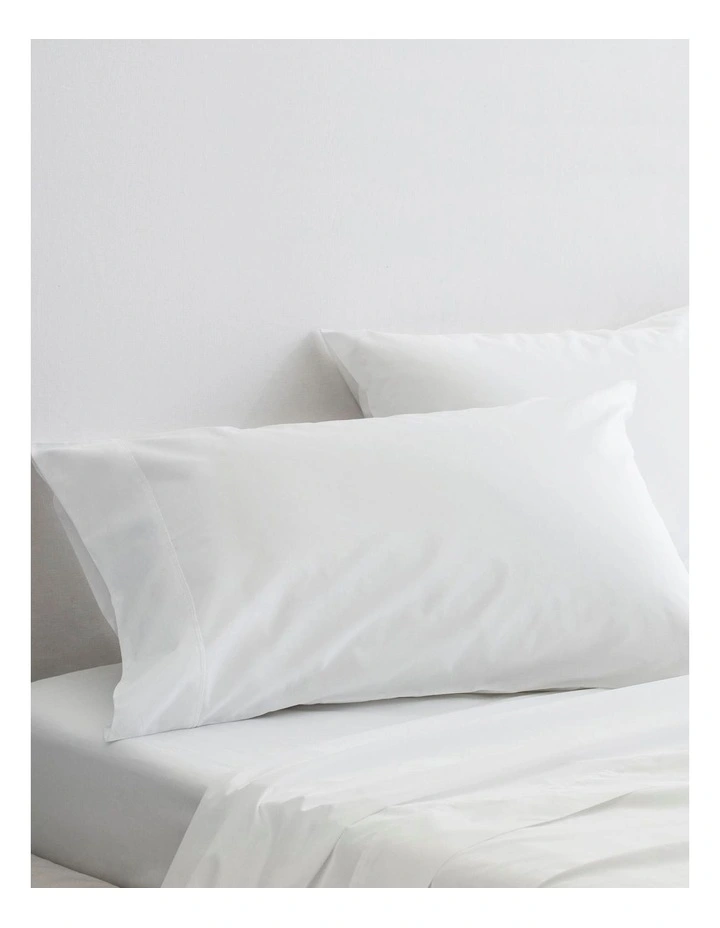 Organic Cotton Percale 300TC Standard Pillowcase 2 Pack In Snow 3 Organic Cotton Percale 300TC Standard Pillowcase 2 Pack In Snow - Image 3