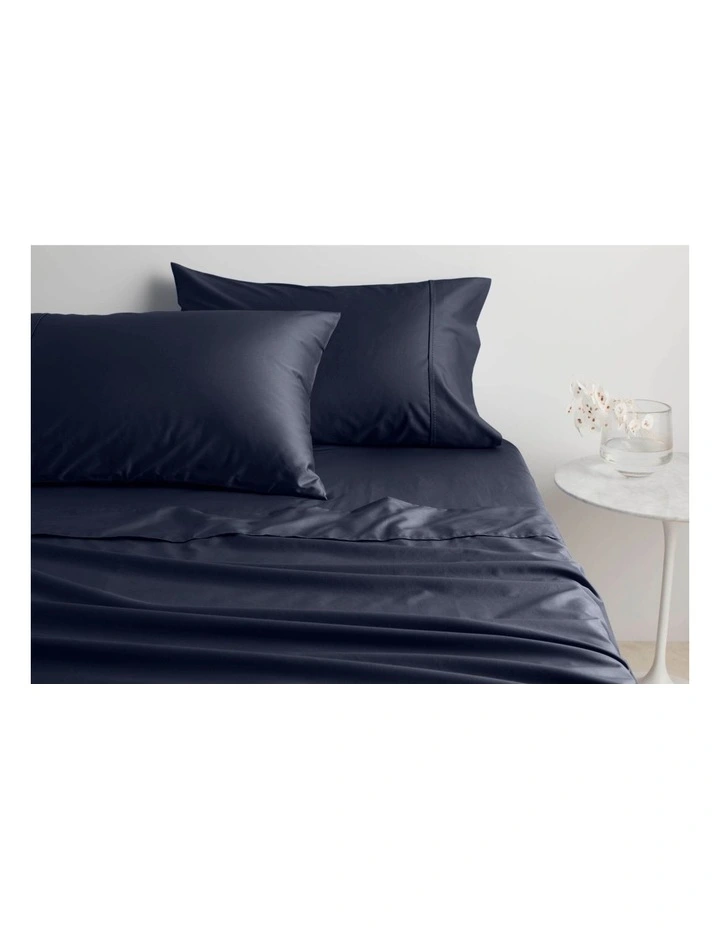 Organic Cotton Sateen 400TC Sheet Set In Midnight 1 Organic Cotton Sateen 400TC Sheet Set In Midnight
