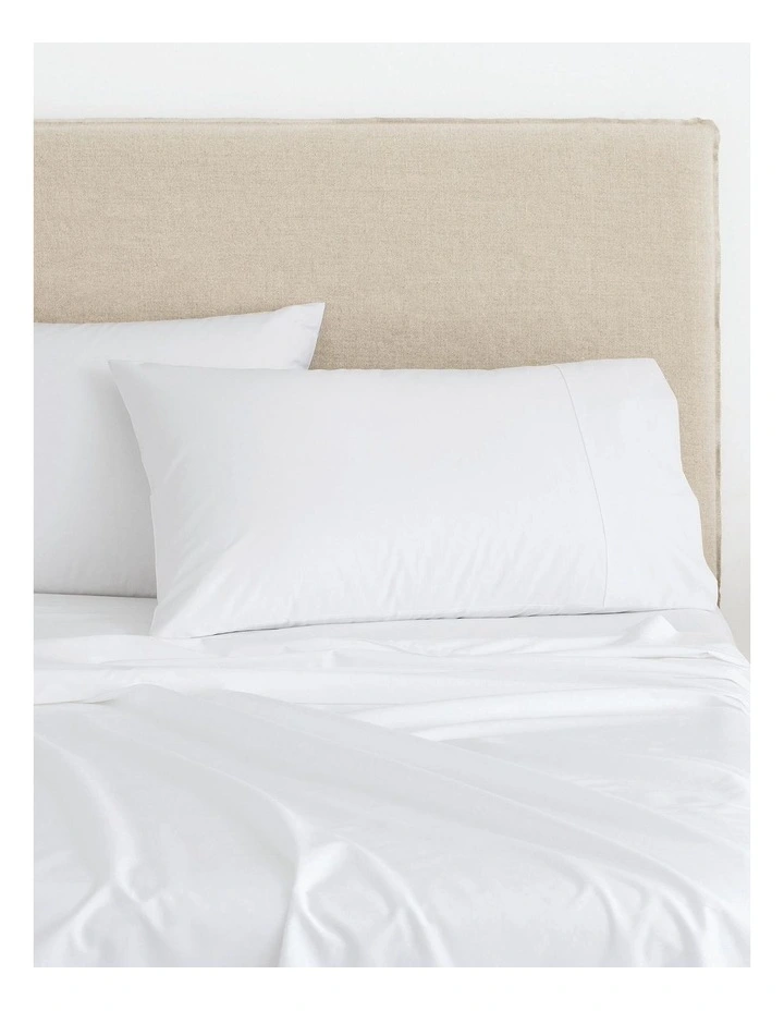 Organic Cotton Sateen 400TC Fitted Sheet In White 1 Organic Cotton Sateen 400TC Fitted Sheet In White
