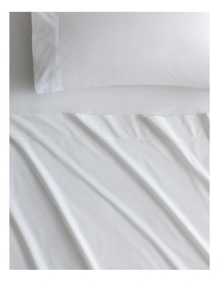 Byren Percale Sheet Set 50cm In White 1 Byren Percale Sheet Set 50cm In White