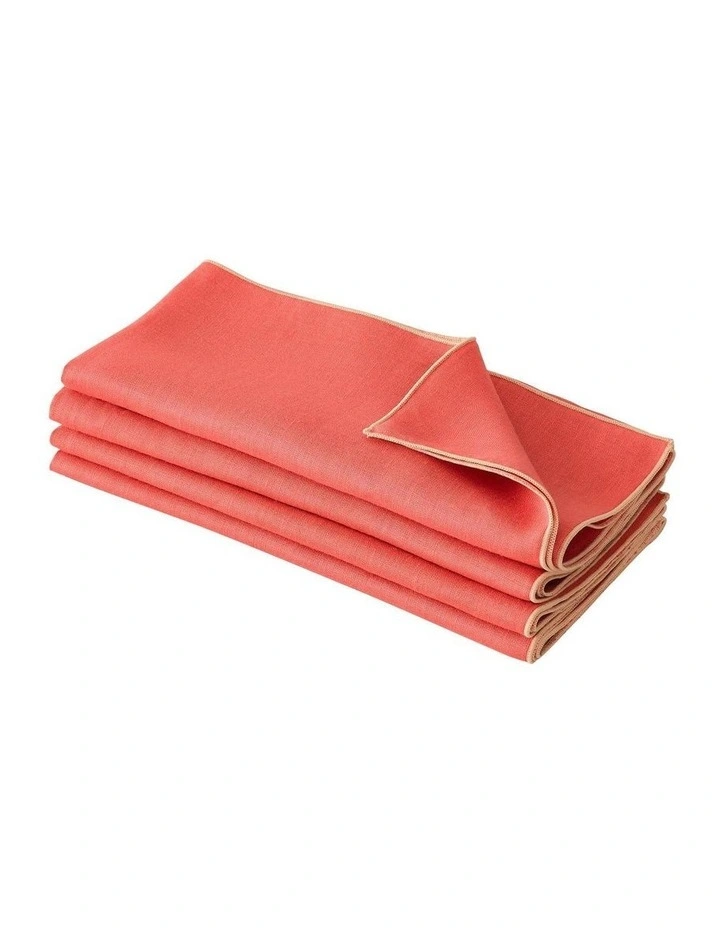 Abbotson Napkin Set Of 4 In Washed Red 3 Abbotson Napkin Set Of 4 In Washed Red - Image 3