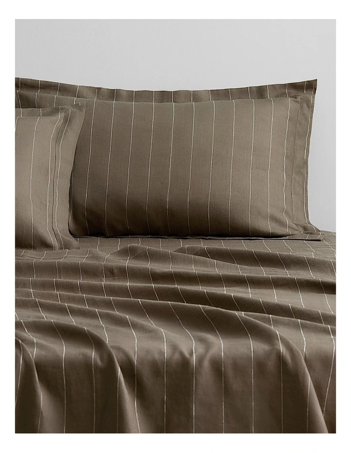Abbotson Stripe Flat Sheet In Khaki 2 Abbotson Stripe Flat Sheet In Khaki - Image 2