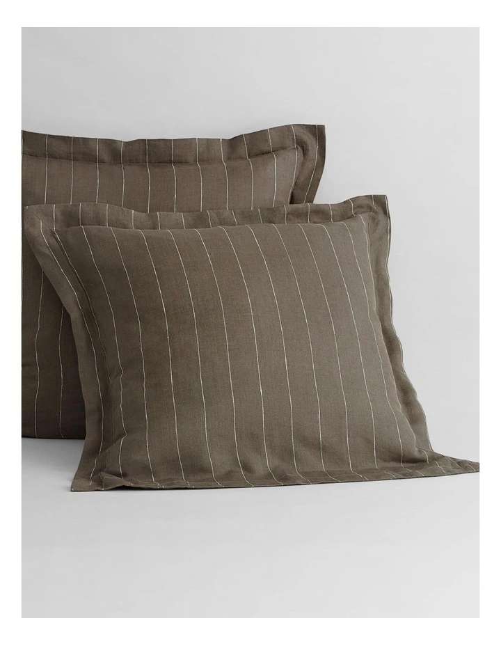 Abbotson Stripe Tailored European Pillowcase In Khaki 1 Abbotson Stripe Tailored European Pillowcase In Khaki
