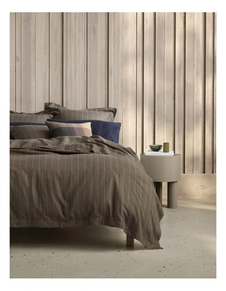 Abbotson Stripe Tailored Pillowcase Pair In Khaki 2 Abbotson Stripe Tailored Pillowcase Pair In Khaki - Image 2