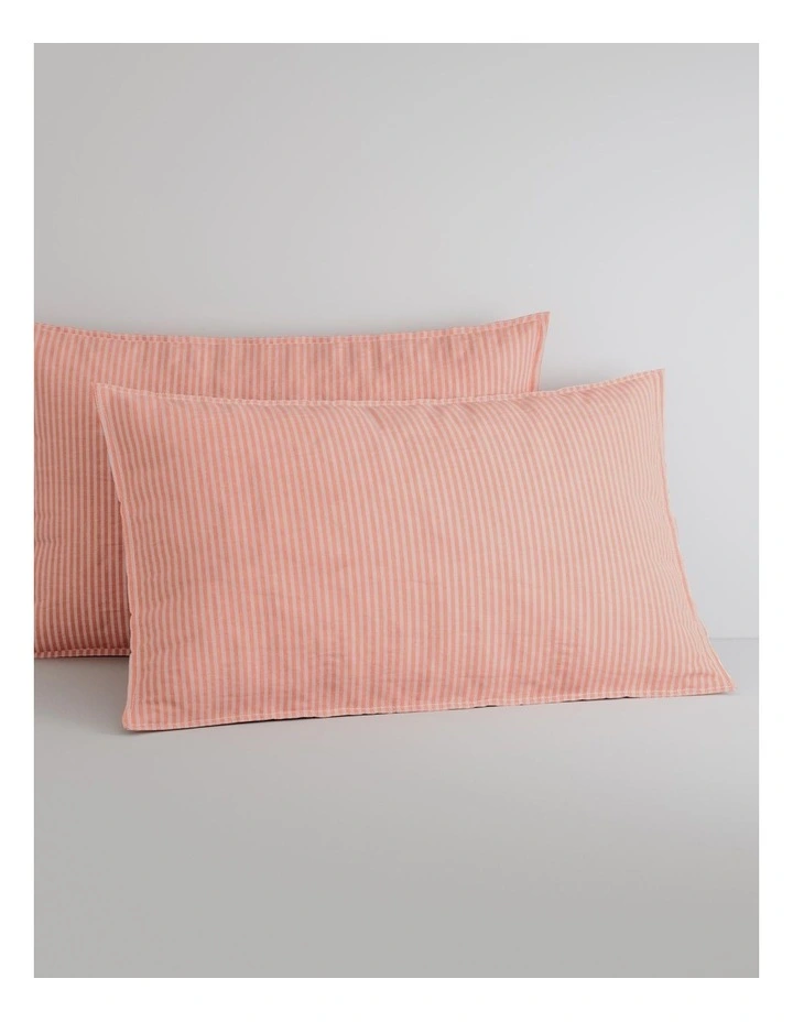 Reilly Stripe Quilt Cover Set In Papaya 3 Reilly Stripe Quilt Cover Set In Papaya - Image 3