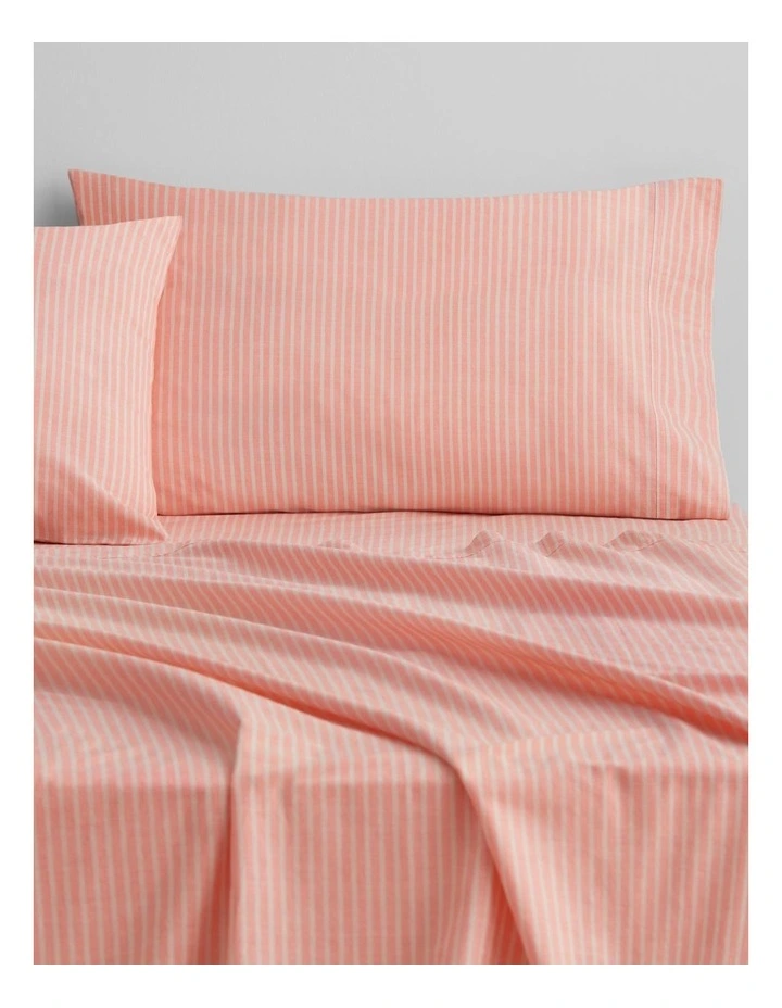 Reilly Stripe Sheet Set In Papaya 2 Reilly Stripe Sheet Set In Papaya - Image 2