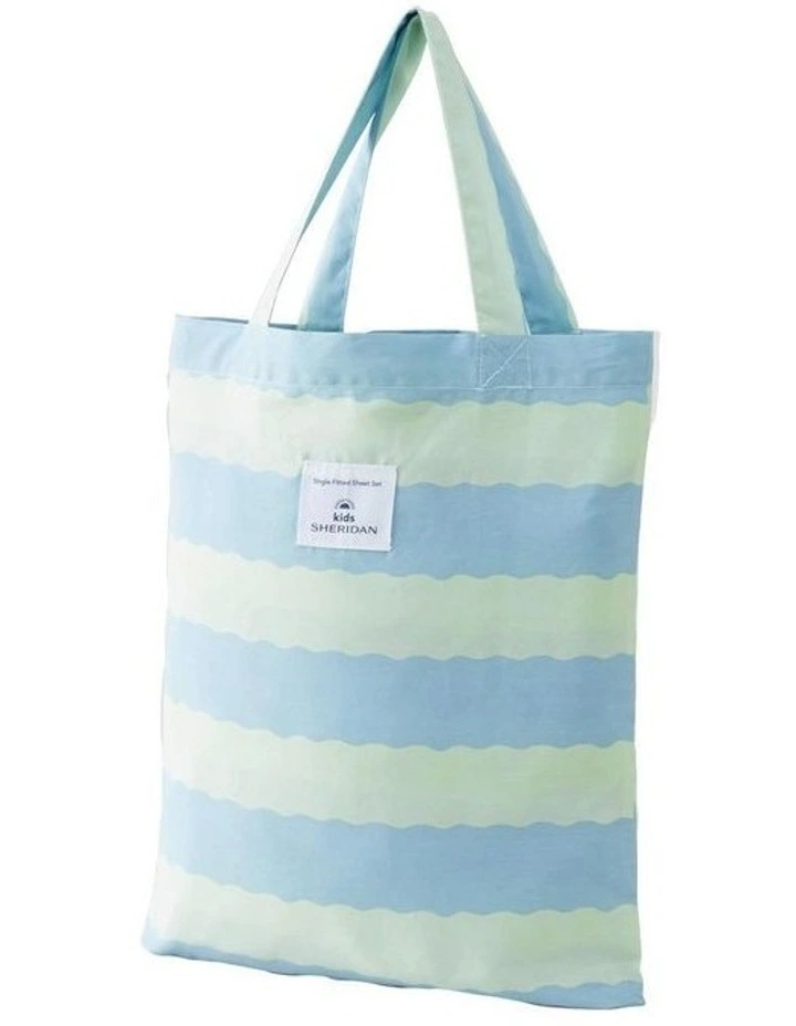 Wiggle Stripe Sheet Set In Mint 4 Wiggle Stripe Sheet Set In Mint - Image 4